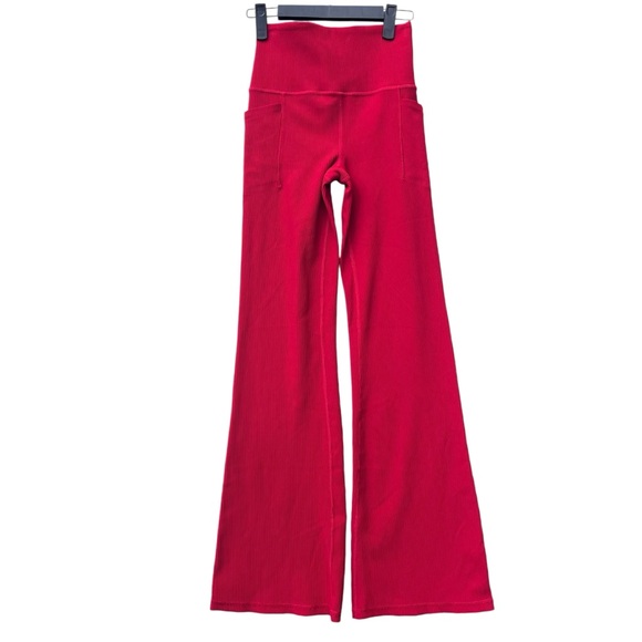 Athleta salutation stash rib flare red pants boot XS extra small - Picture 4 of 8